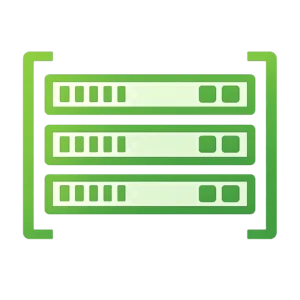 Green web hosting server icon representing website hosting and server infrastructure.